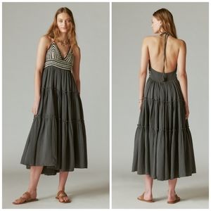 Lucky Brand crochet top tiered boho dress XS